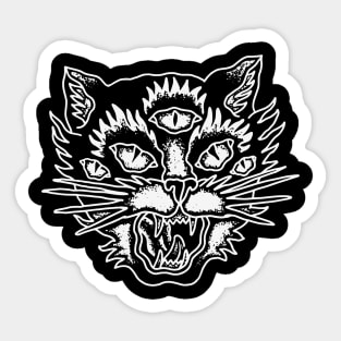 Five-Eyed Fierce Cat Sticker